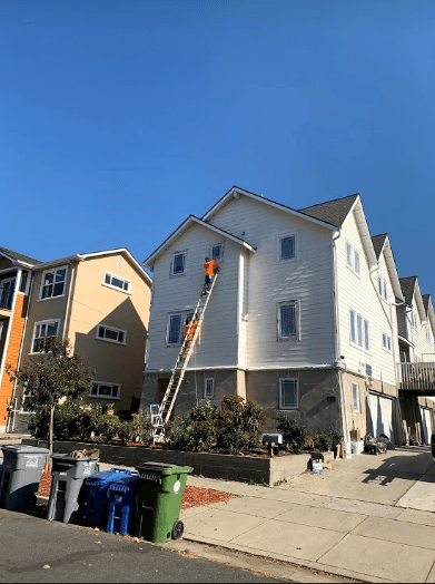 Exterior of a residential home before full repaint